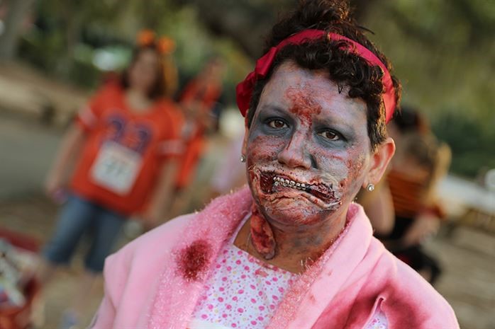 Image of a girl wearing zombie makeup