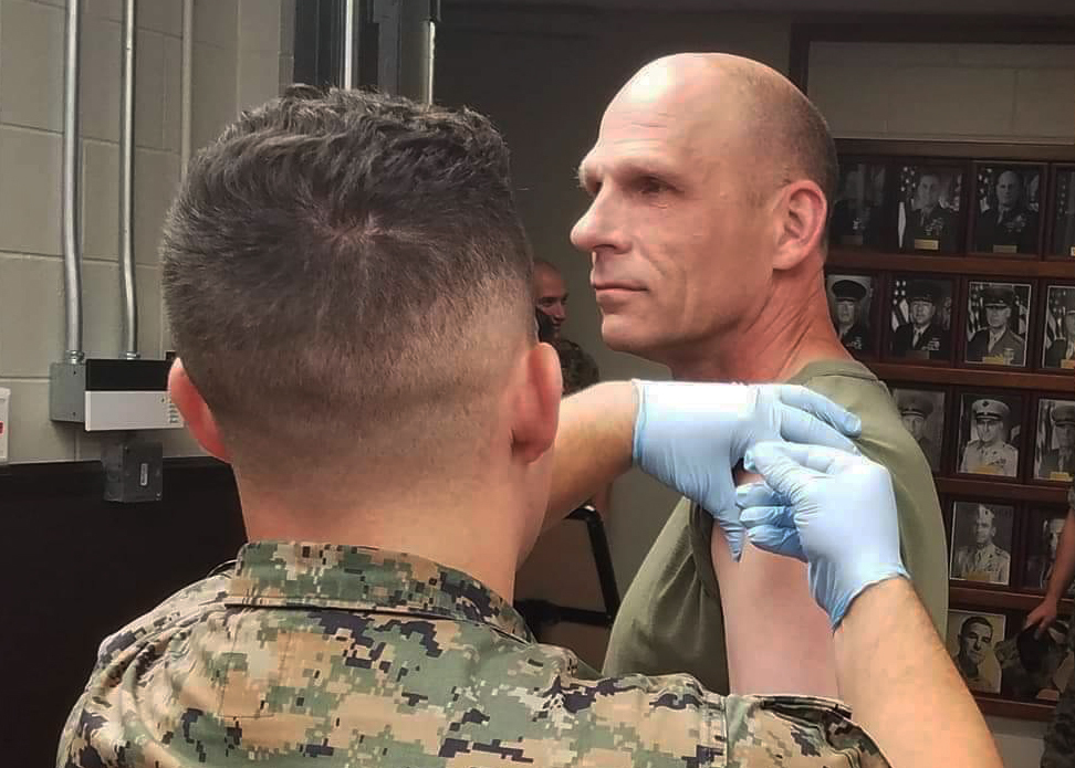 Marine gets flu shot