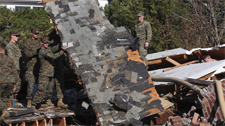 A home is shown in disarray.